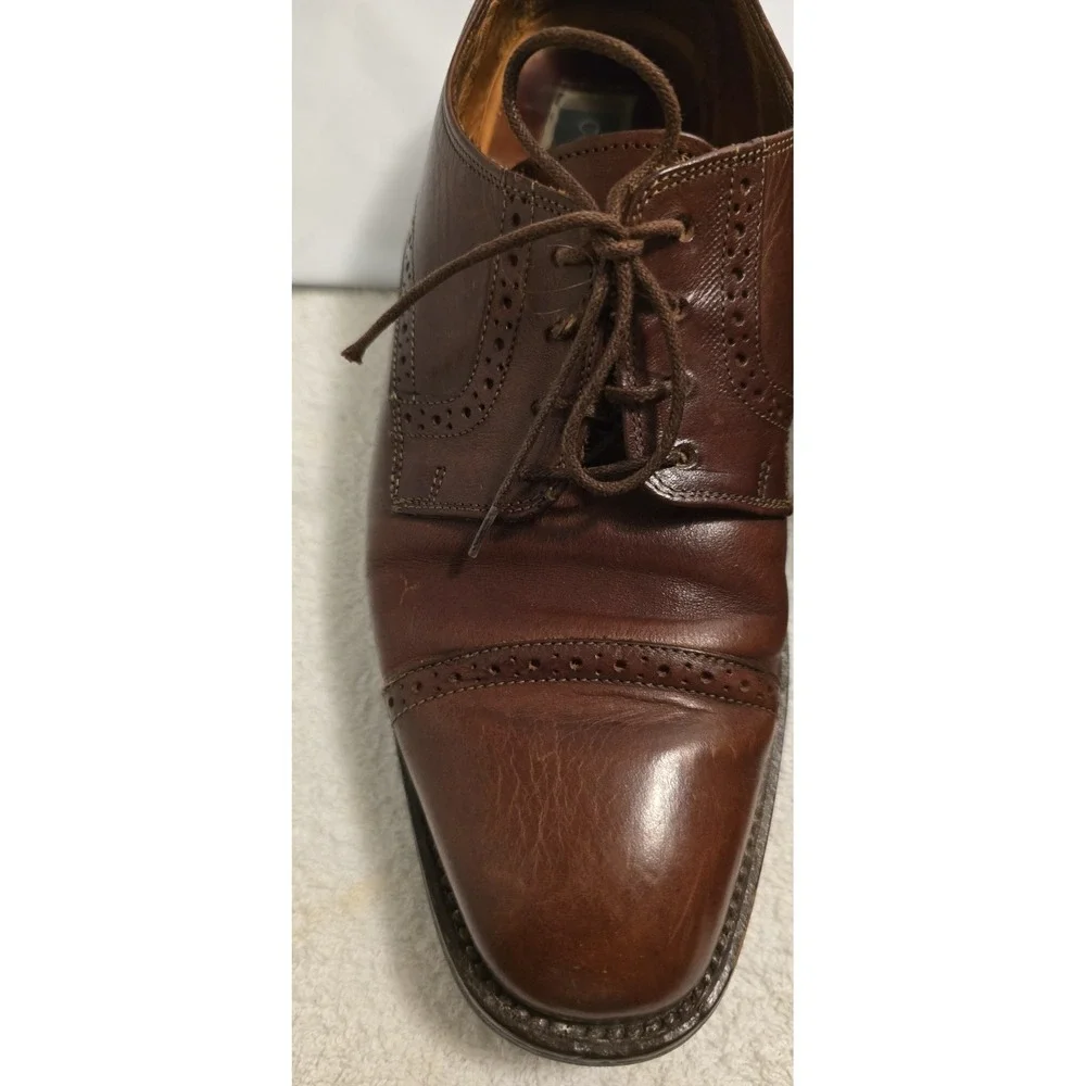 COLE HAAN Mens Shoes Oxford Cap Toe Classic Brown Leather Made in Italy Size 8 M